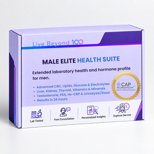 Male Elite Health Suite comprehensive executive health check and hormone panel for men