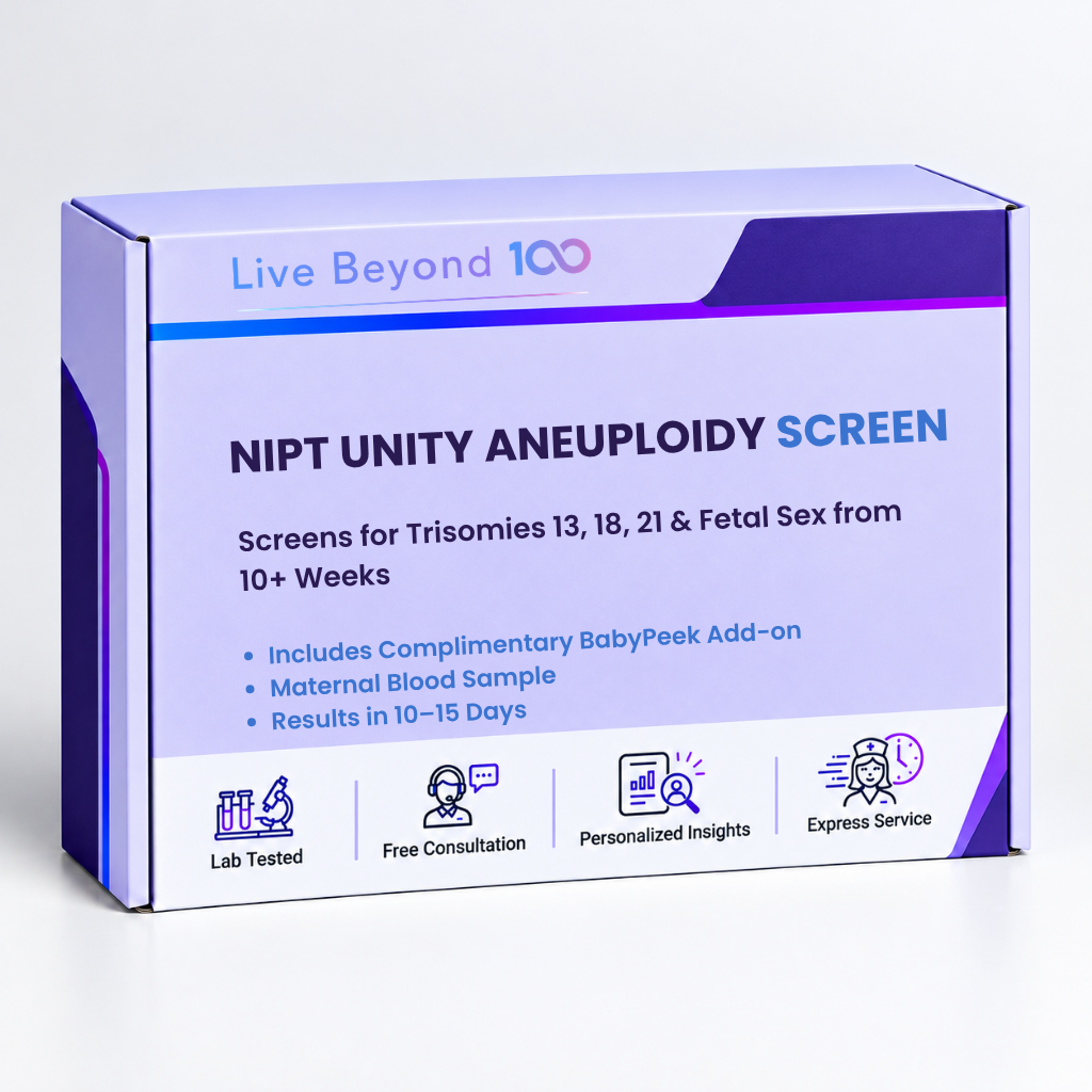 NIPT UNITY Aneuploidy Screen checking fetal chromosomal health from maternal blood